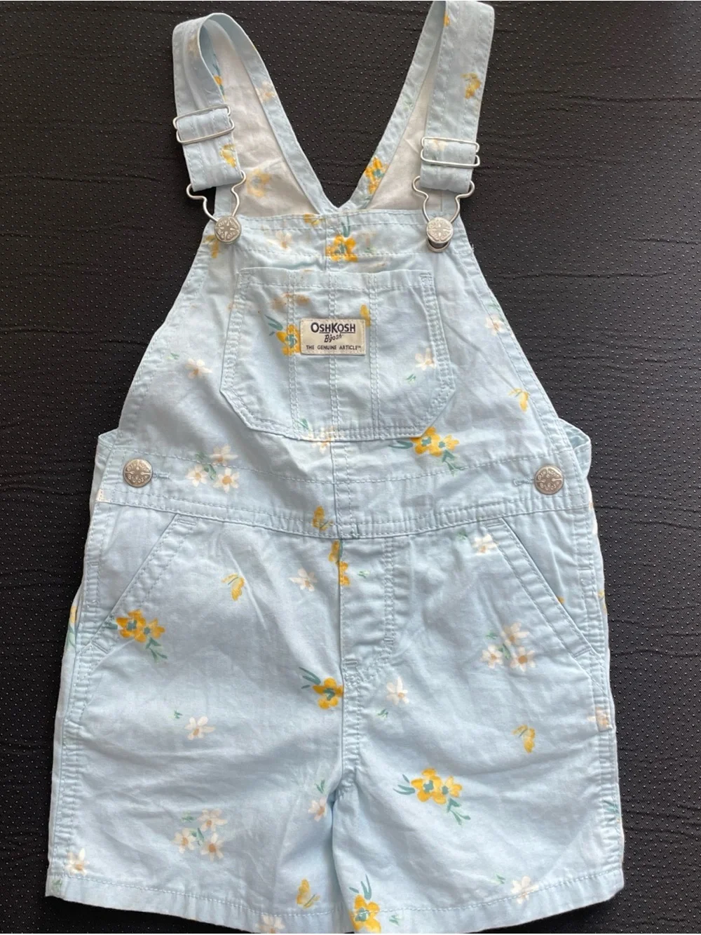 OshKosh B'gosh Light Blue Floral Short Overalls